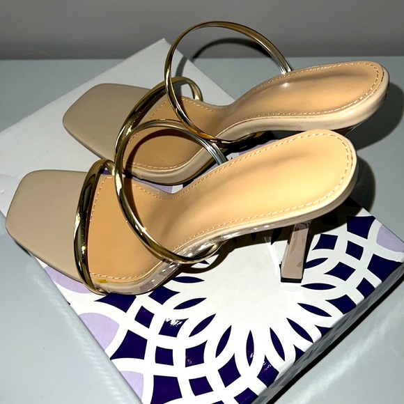 metallic stiletto heeled mule sandal - Picture 3 of 5